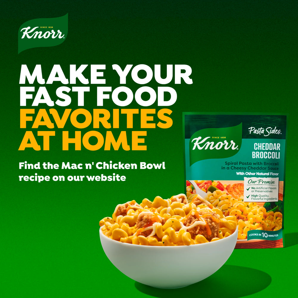 Knorr Cheddar Broccoli Pasta serving plate, family dinner idea.