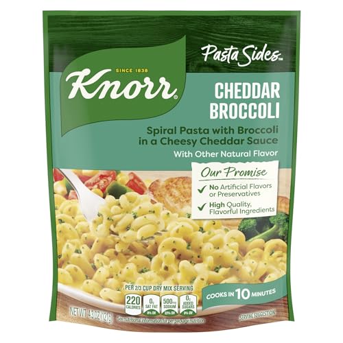 Knorr Cheddar Broccoli Pasta spiral pasta in bowl.