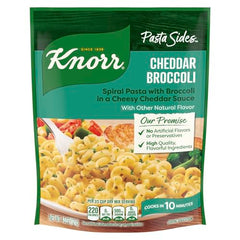Knorr Cheddar Broccoli Pasta spiral pasta in bowl.