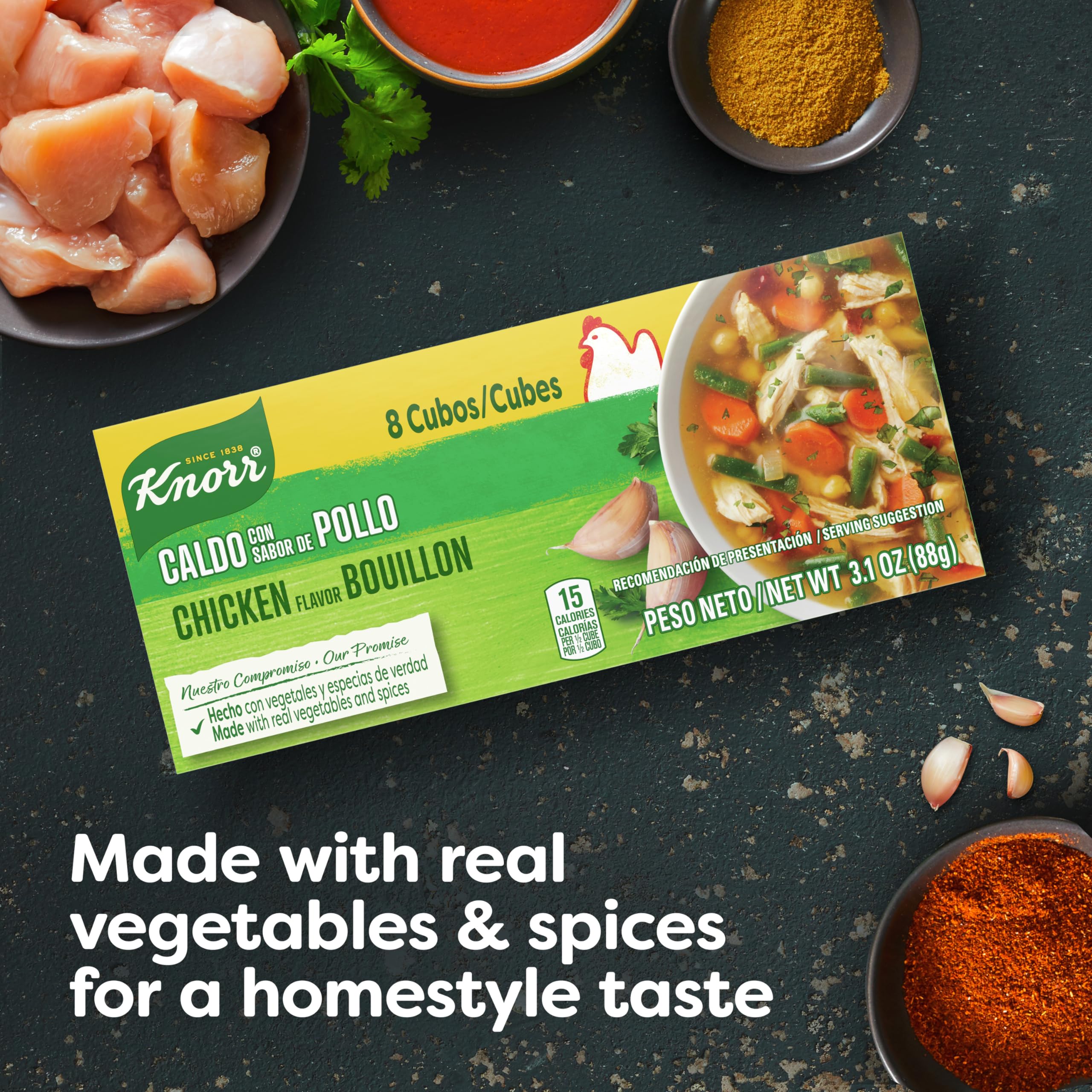 Knorr packaging box image emphasizes convenient pantry staple for families.