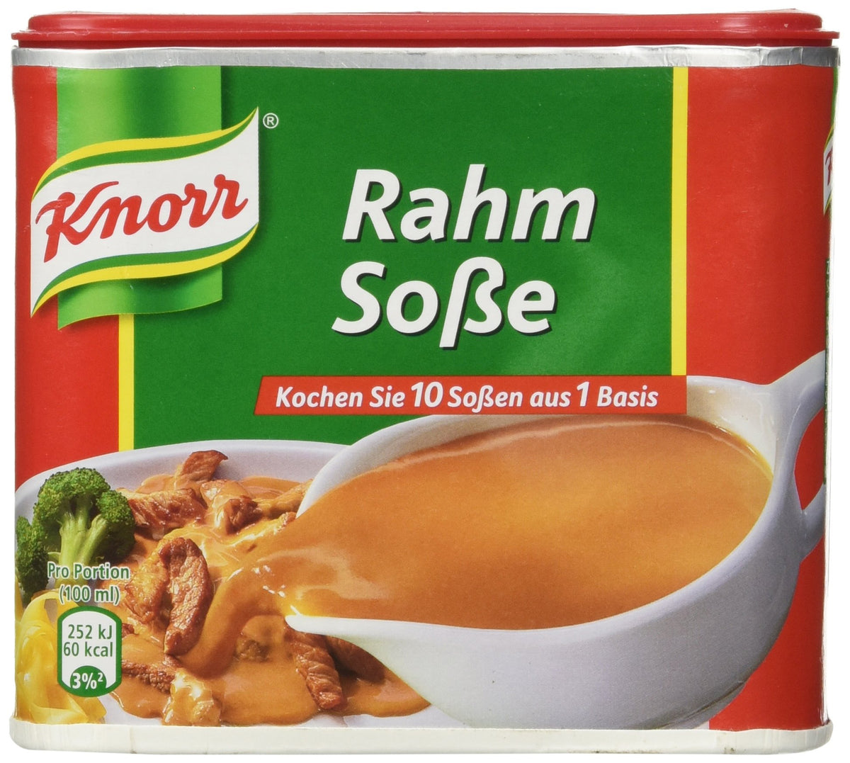 Knorr Creamy Gravy for Meat bottle pouring with velvety sauce to enhance meat dishes