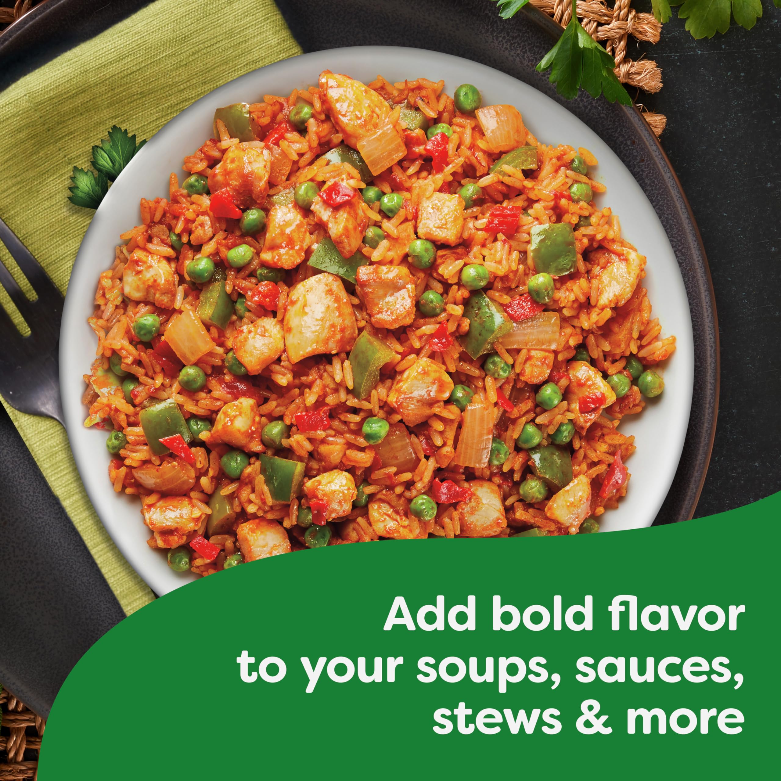Cubes added to rice create a richer base