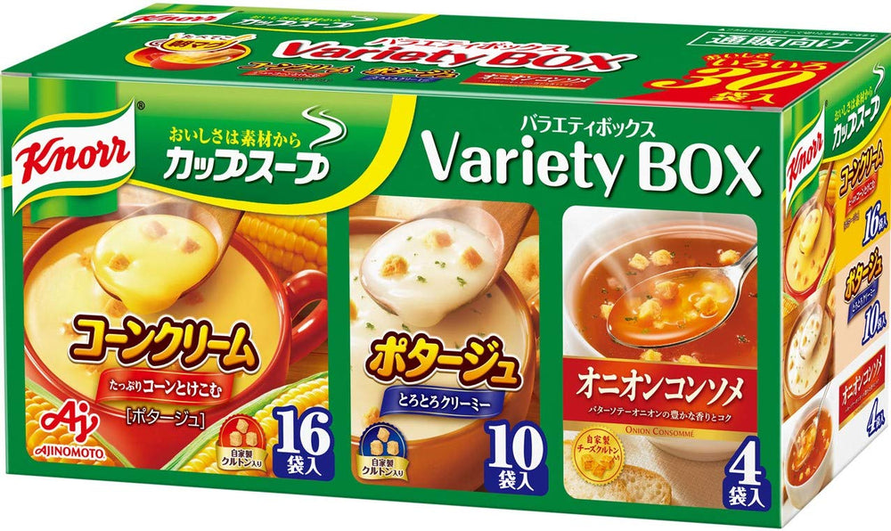 Knorr Cup Soup Variety Box front packaging, ideal for quick meals.
