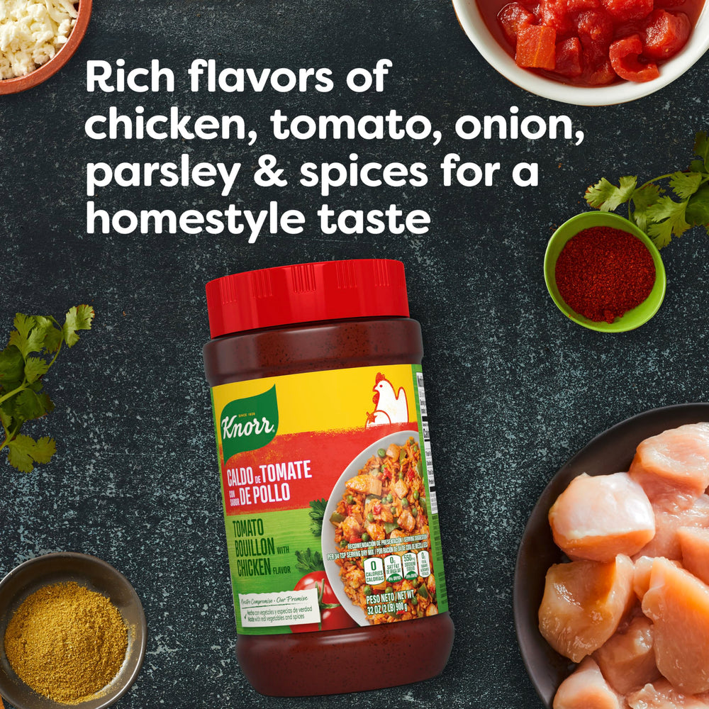 Knorr bouillon label emphasizes fat-free and cholesterol-free benefits.