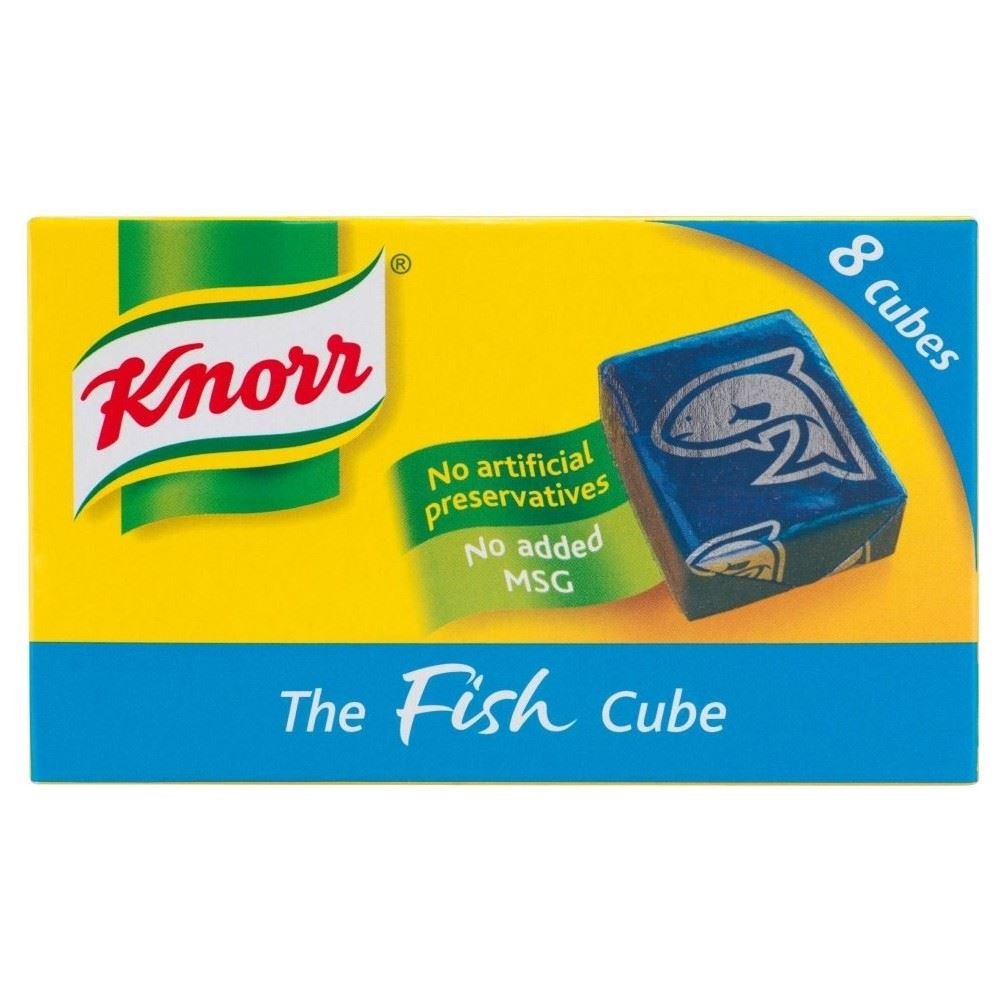 Knorr Fish Stock Cubes pack of 8x10g for quick, rich seafood flavor.
