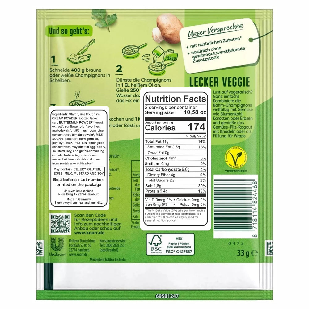Knorr Fix Creamy Mushrooms sachets ready-to-use flavor base for weeknight pasta.