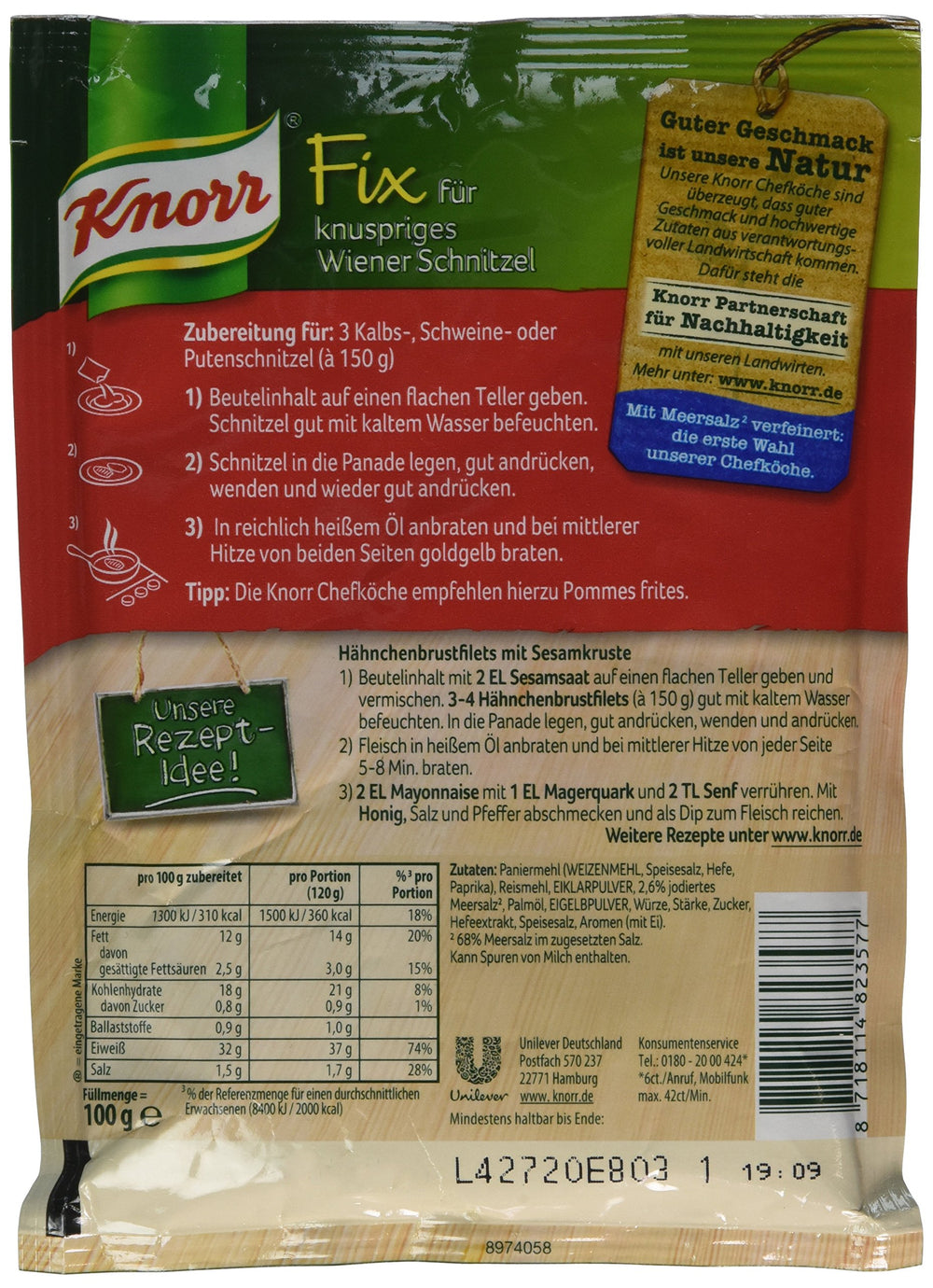 Knorr Fix Crispy Wiener Schnitzel ready-to-fry pieces forming a golden crust.