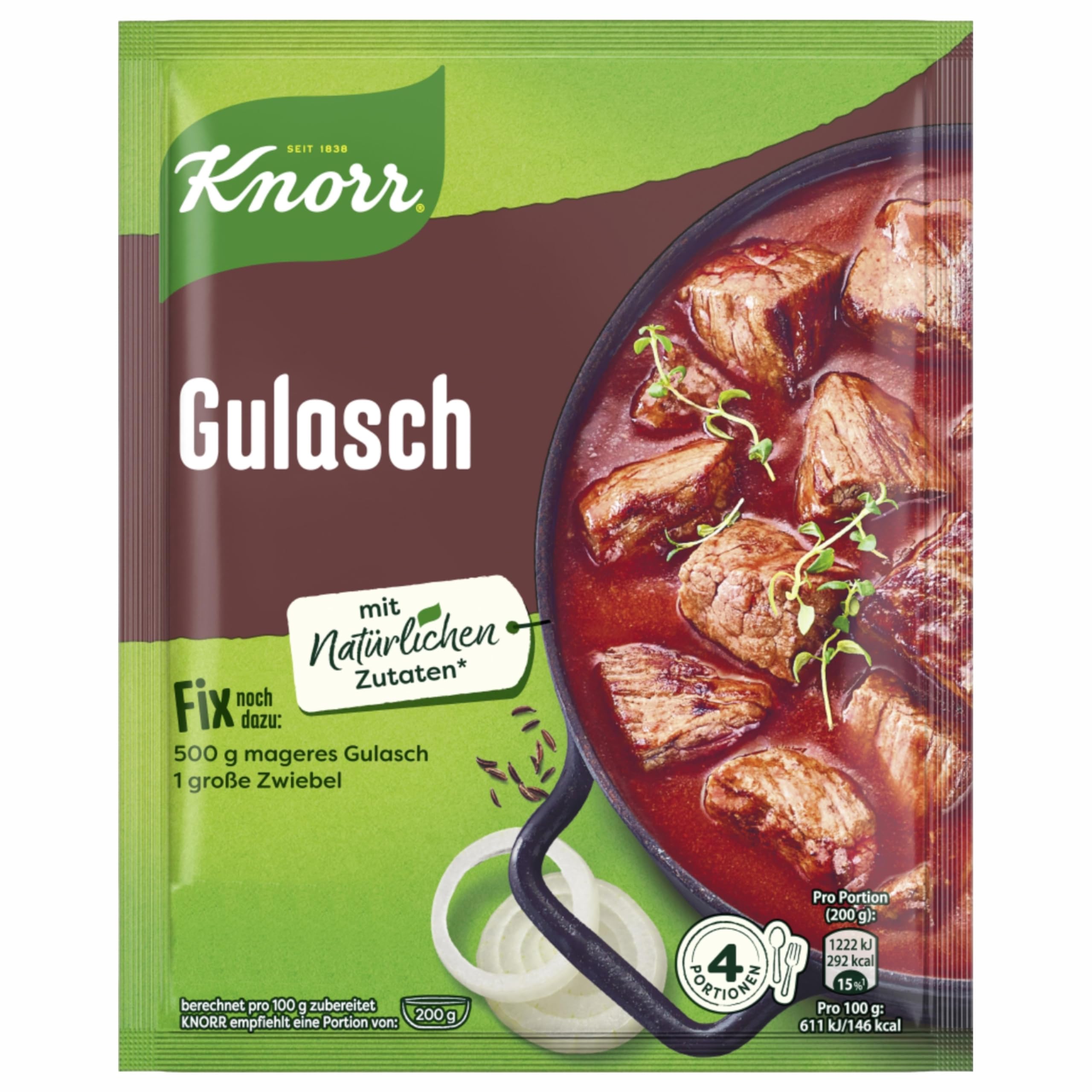 Knorr Fix Goulash simmer pot demonstrates 60 to 90 minute cook.