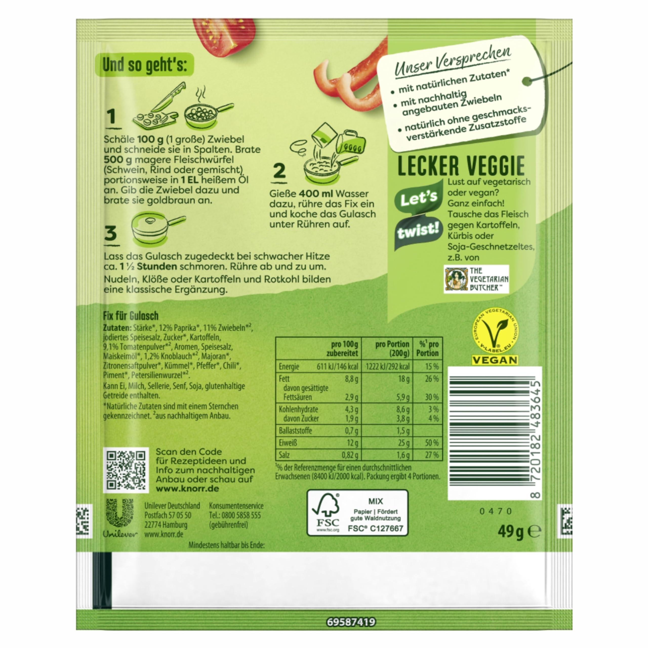 Knorr Fix Goulash ready dish served as comforting German style meal.