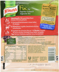 Knorr Fix gulasch with bell peppers steaming dish ready-to-serve.