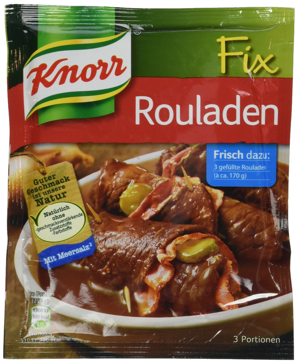 Knorr Fix Rouladen pack 4 box shown for quick weeknight meals