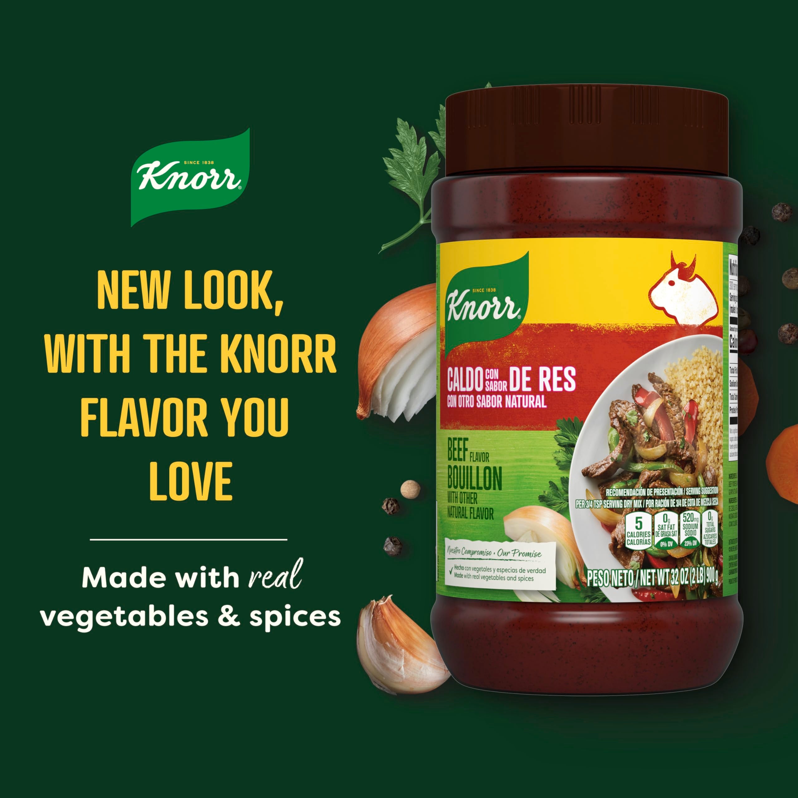 Knorr granulated beef bouillon dish-prep adds aroma to meals.