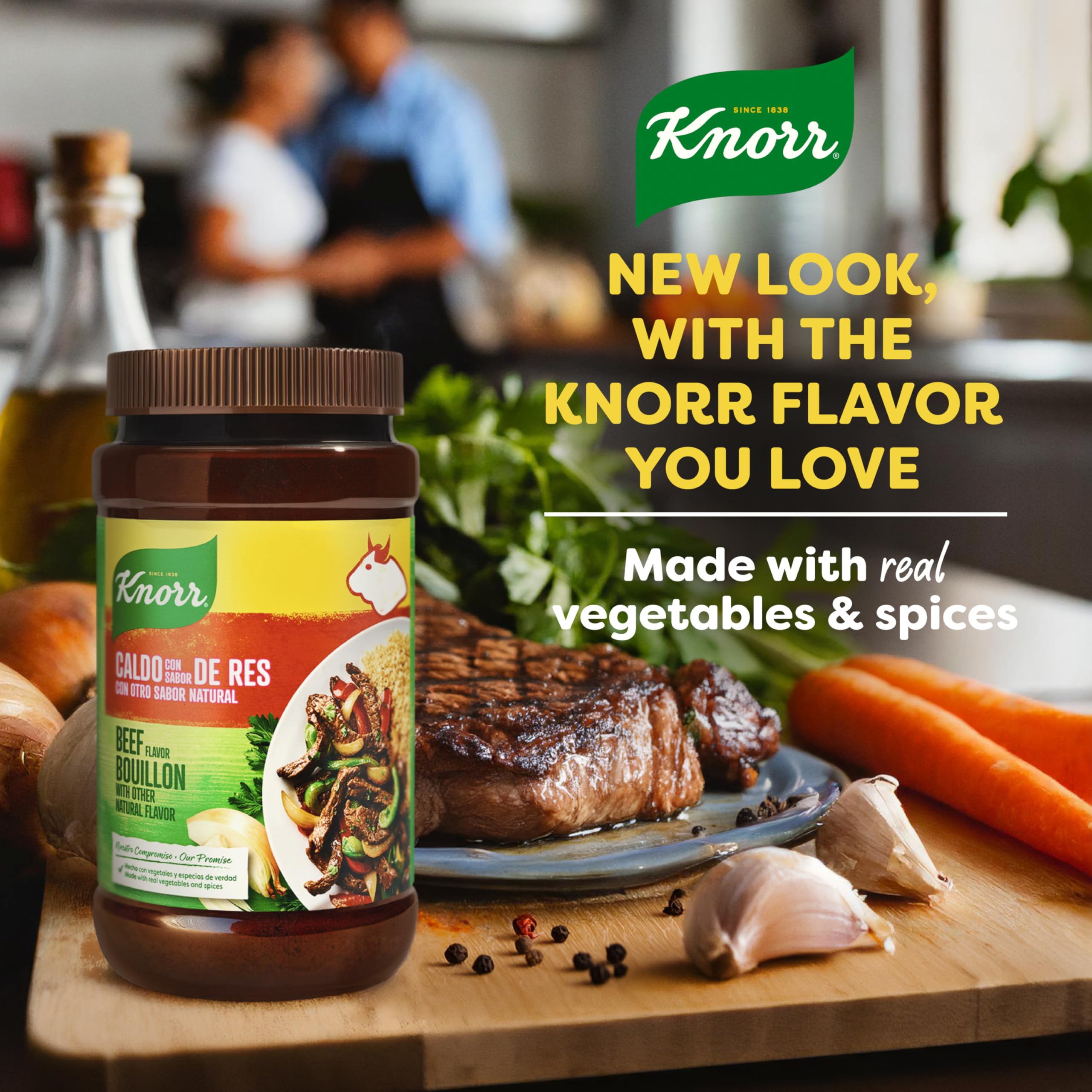 Knorr granulated beef bouillon packaging suitable for pantry storage.