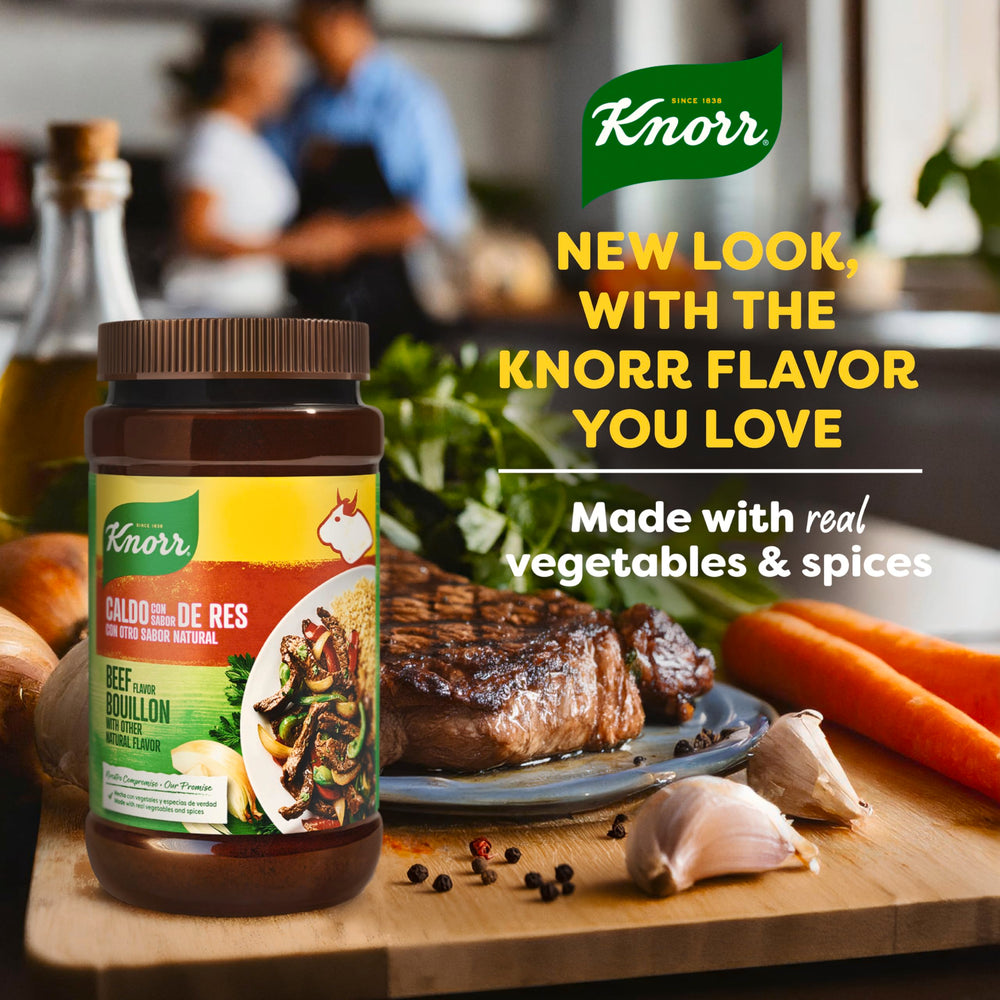 Knorr granulated beef bouillon packaging suitable for pantry storage.