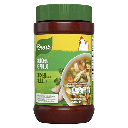 Knorr granulated chicken bouillon granules dissolving in water — fast broth for recipes.