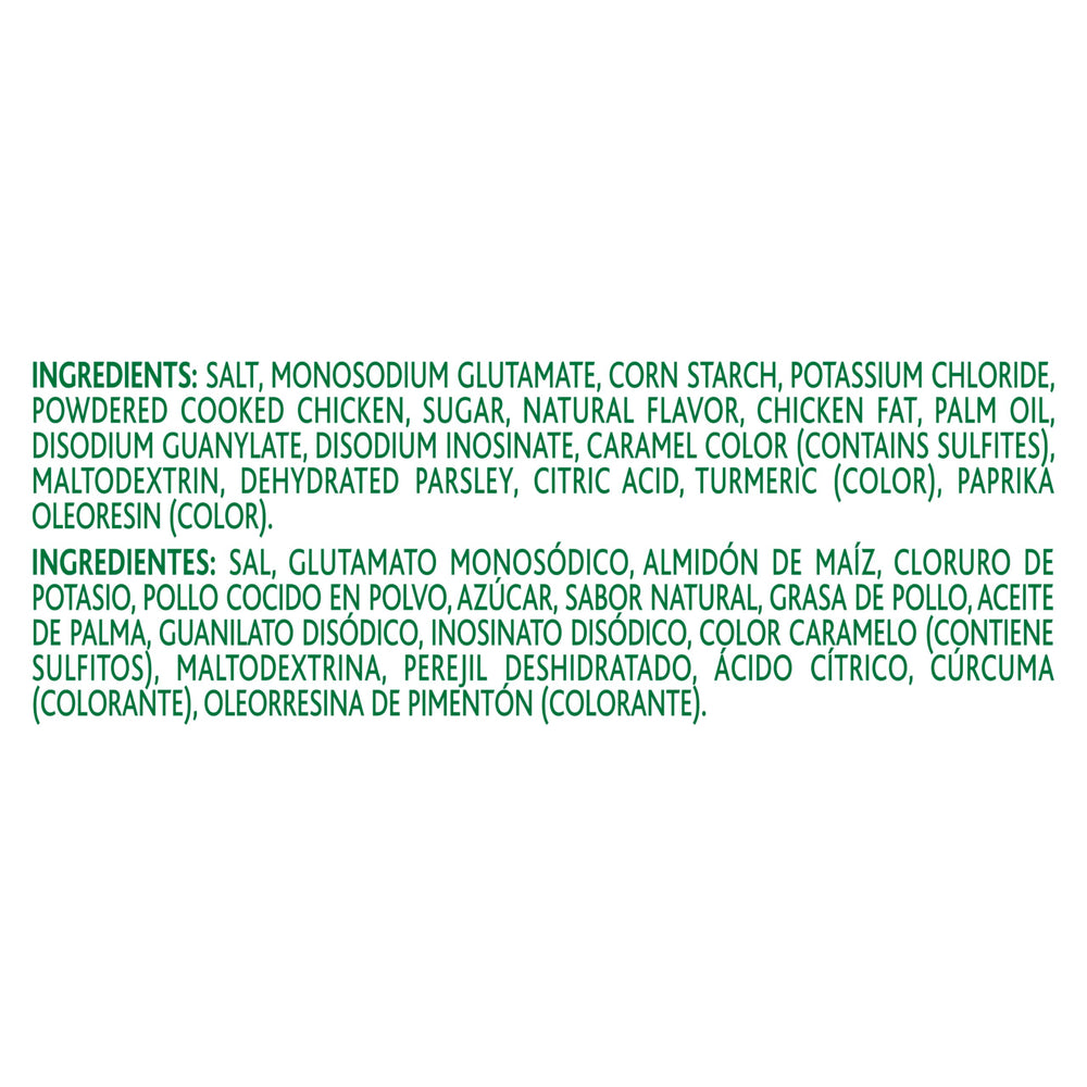 Knorr granulated chicken bouillon ingredients close-up — natural flavors boost savory profiles.