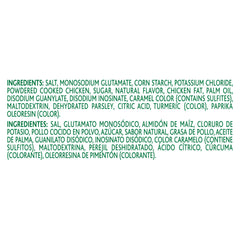 Knorr granulated chicken bouillon ingredients close-up — natural flavors boost savory profiles.