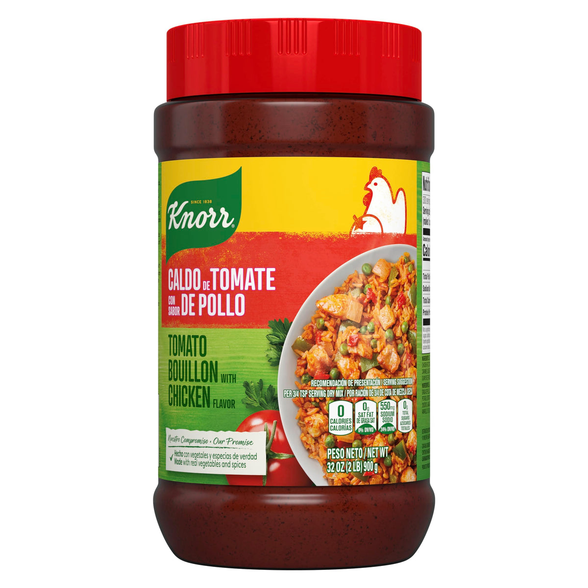 Knorr granulated chicken-tomato bouillon jar for versatile flavor base.