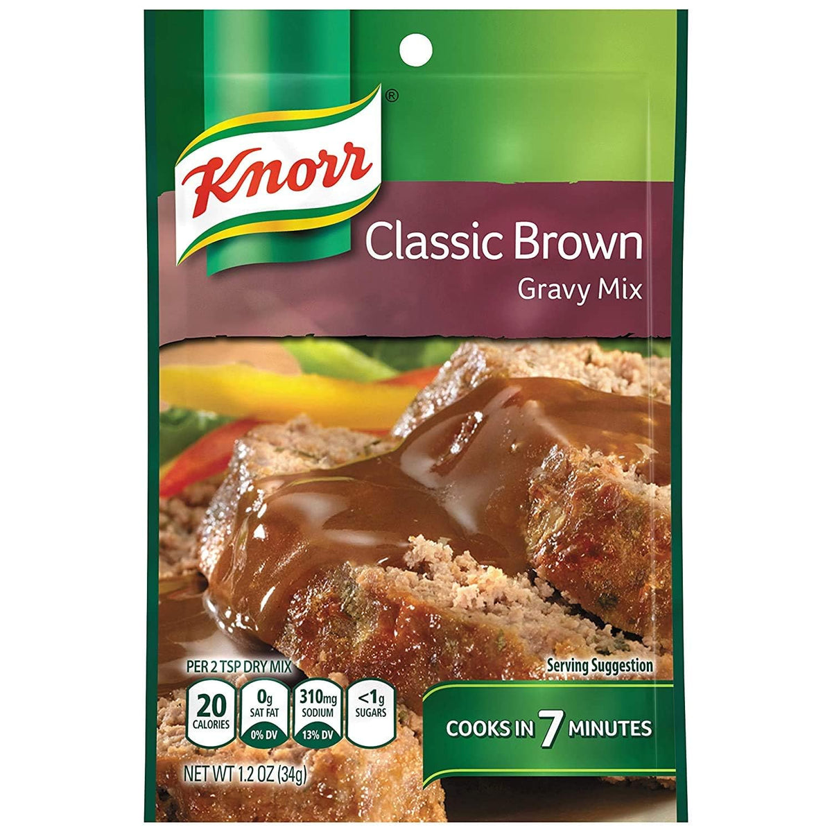 Knorr Gravy Mix Classic Brown packaging shot showing a convenient 12-pack for quick weeknight gravies