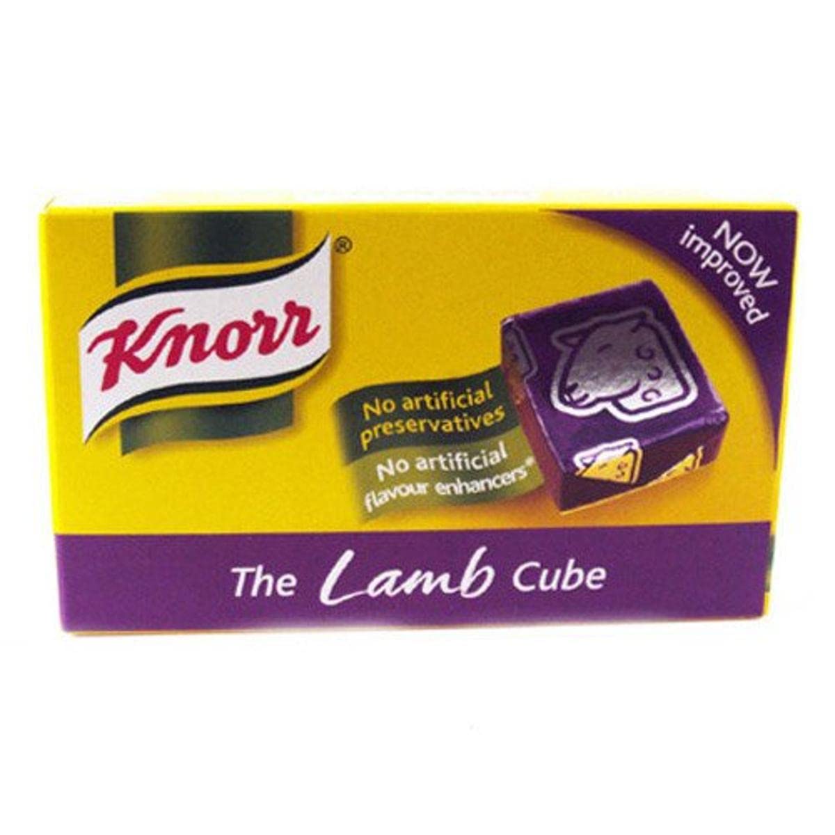 Knorr lamb stock cubes 80g pack provide rich flavor for quick lamb dishes.