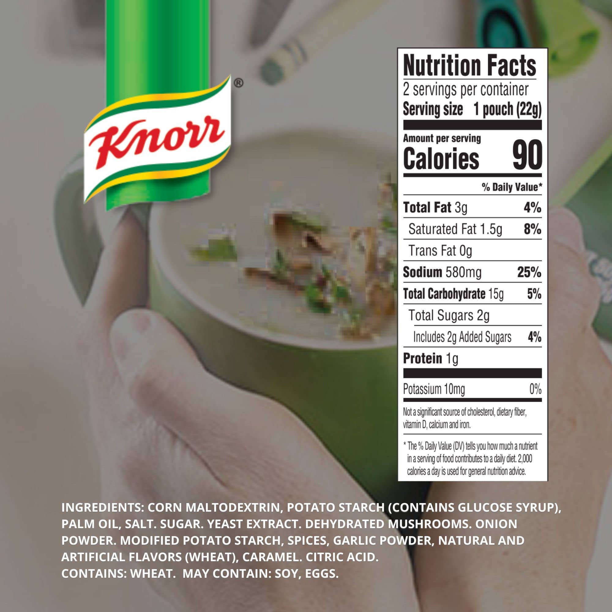 Hot water is added to Knorr Mushroom Soup Mix for a quick, comforting meal.