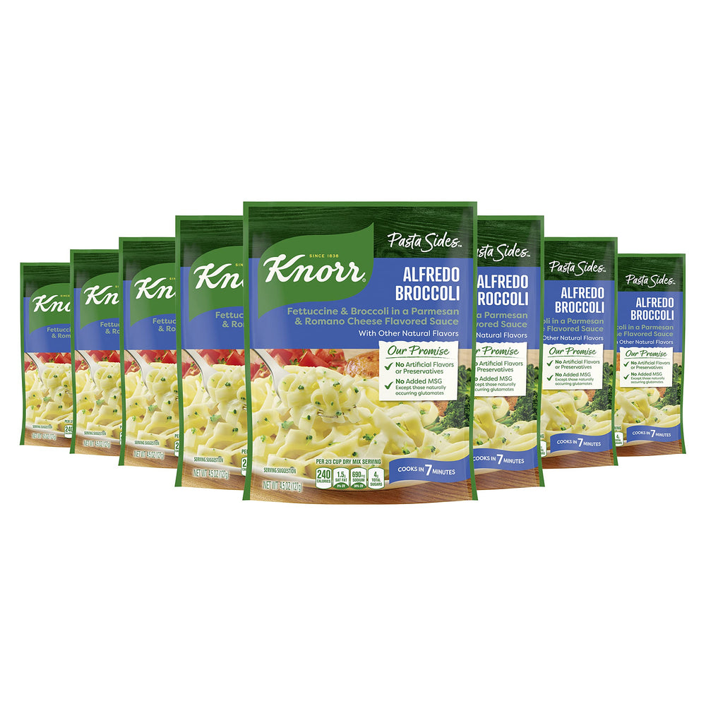 Knorr Pasta Sides Alfredo Broccoli pack shown for quick weeknight flavor.