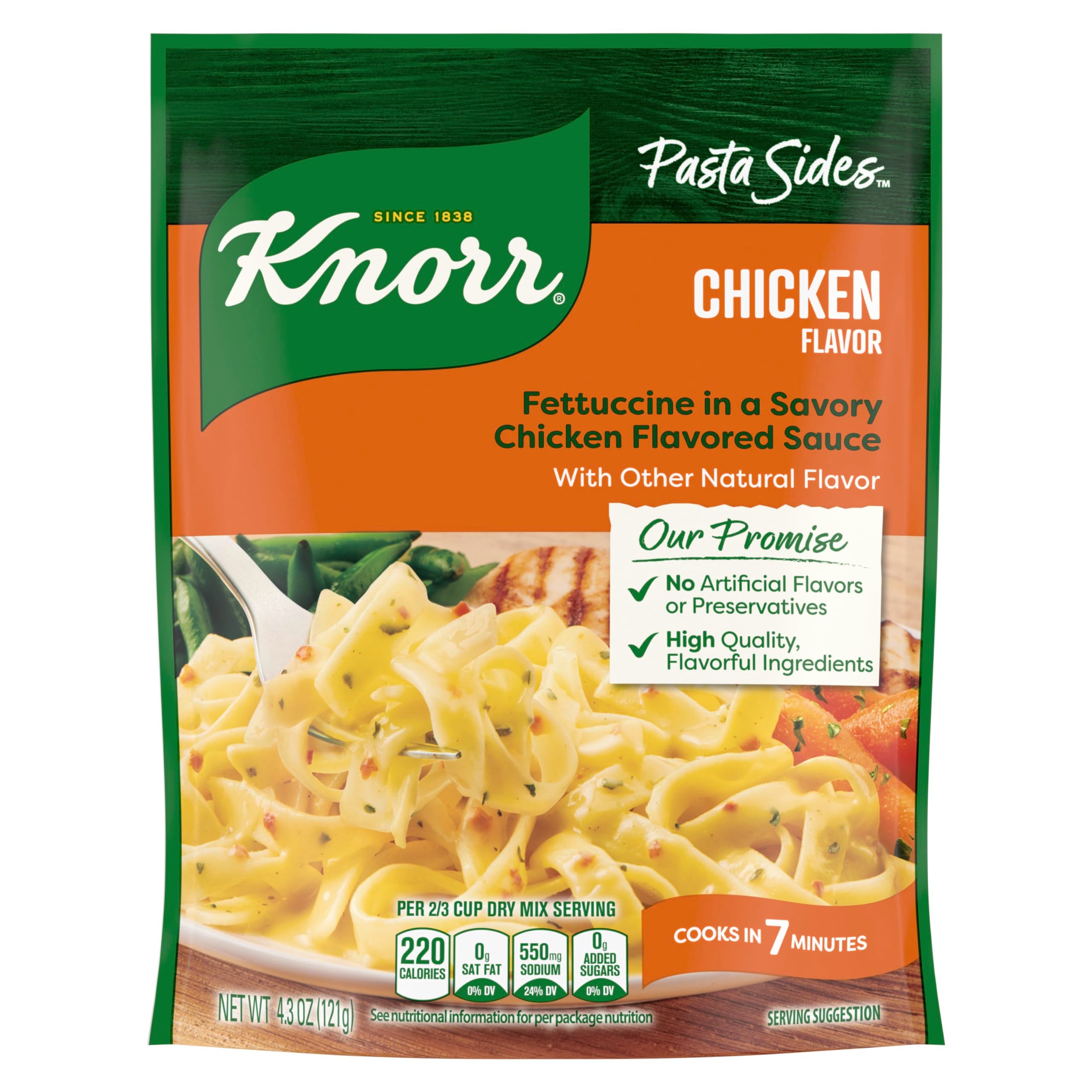 Knorr Pasta Sides Chicken Fettuccine noodles and peppers for a quick weeknight flavor boost.