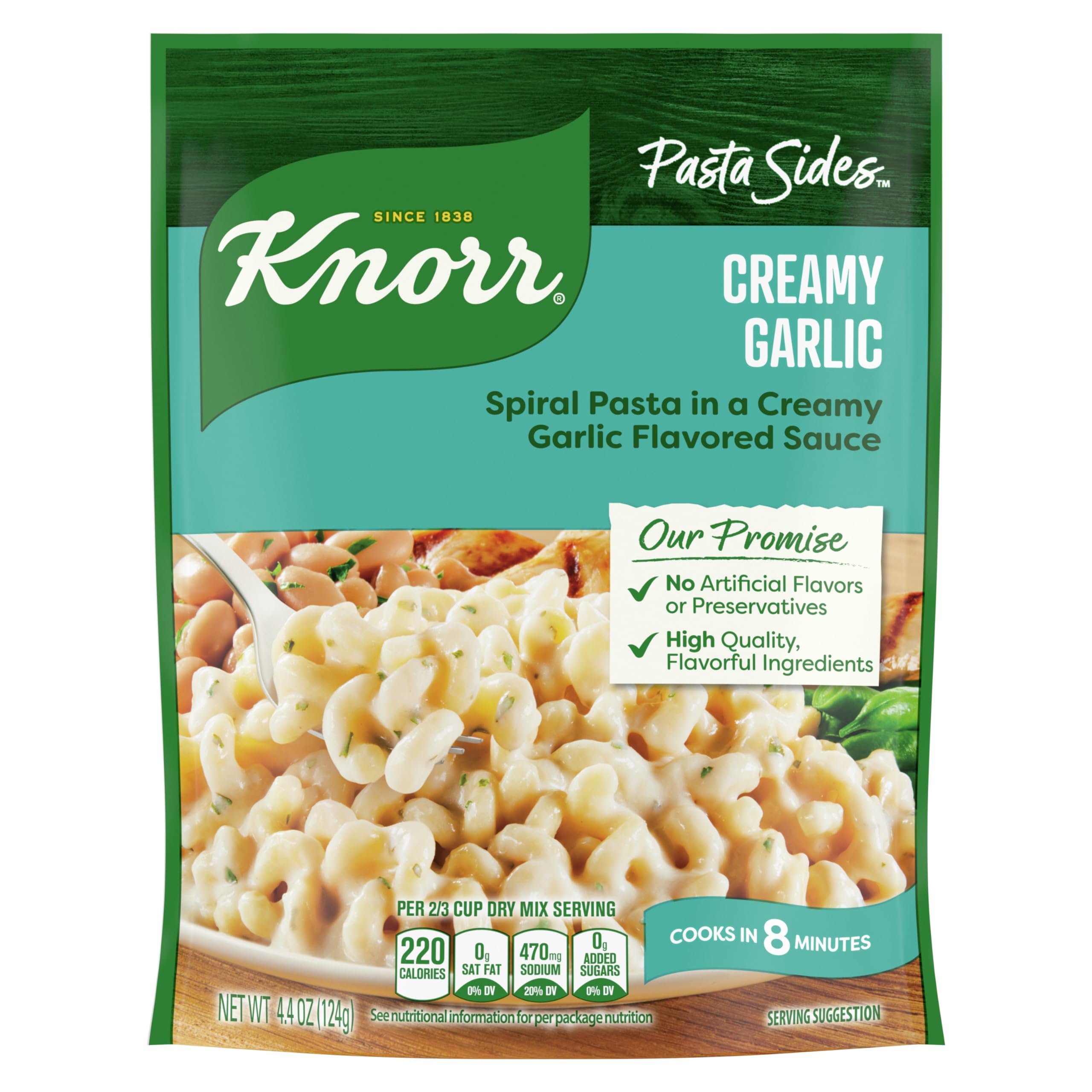 Knorr Pasta Sides Creamy Garlic bowl ready to serve, delivering quick family-friendly flavor.