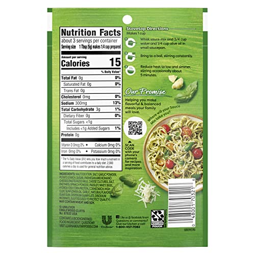 Knorr pesto ingredients with basil and garlic highlighting fresh flavor.
