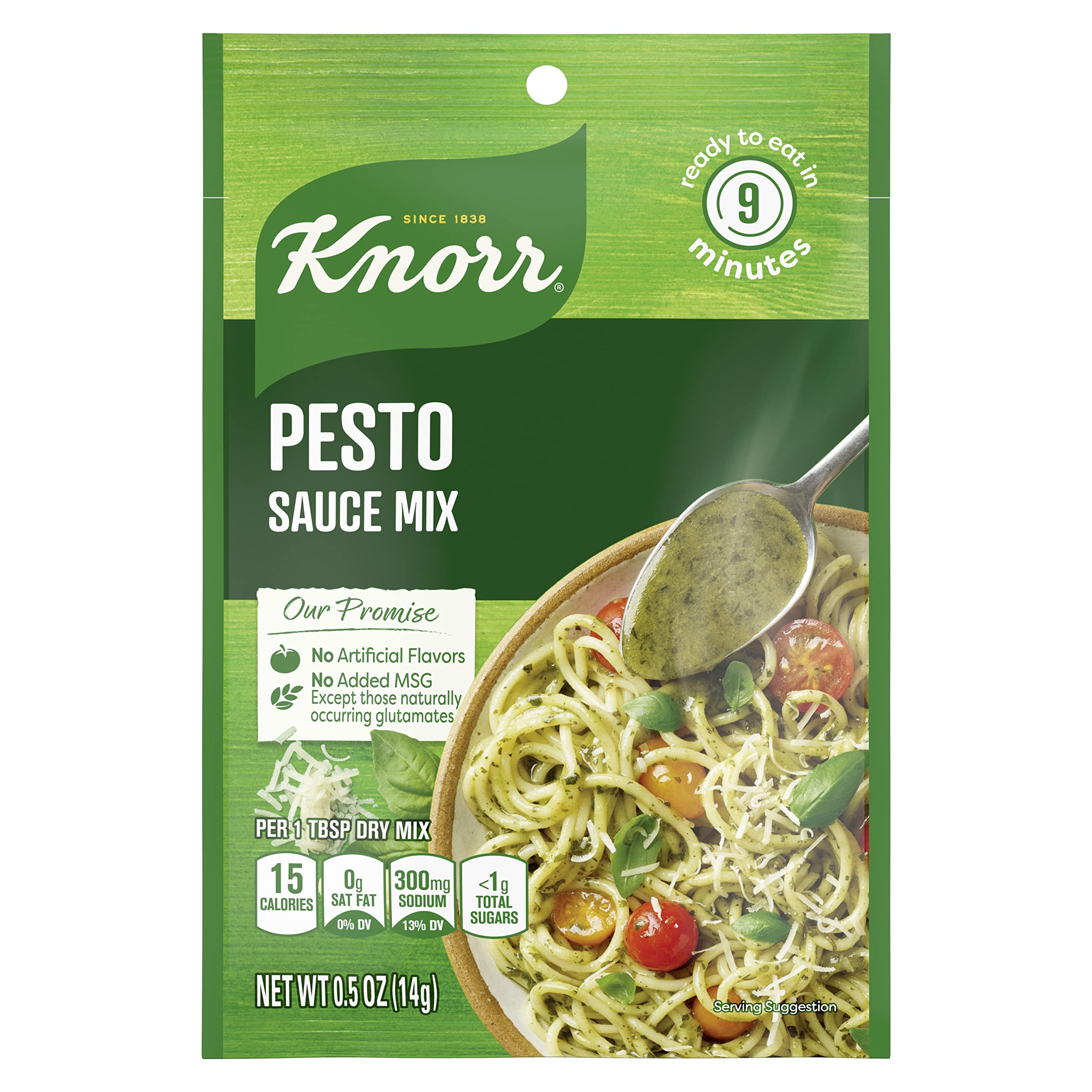 Knorr pesto pasta dish showing vibrant basil flavor for easy weeknight meals.