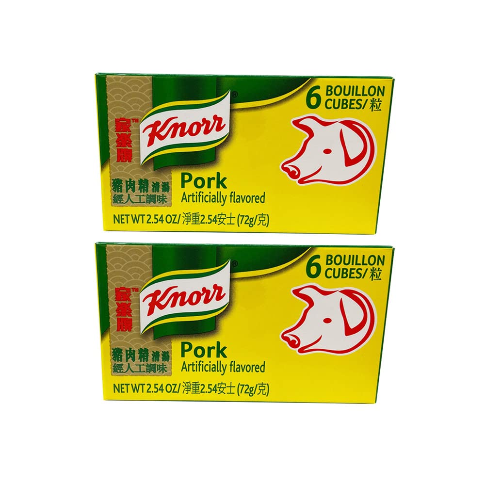 Knorr Pork Bouillon cubes pack front for quick, flavorful pork stock.