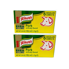 Knorr Pork Bouillon cubes pack front for quick, flavorful pork stock.