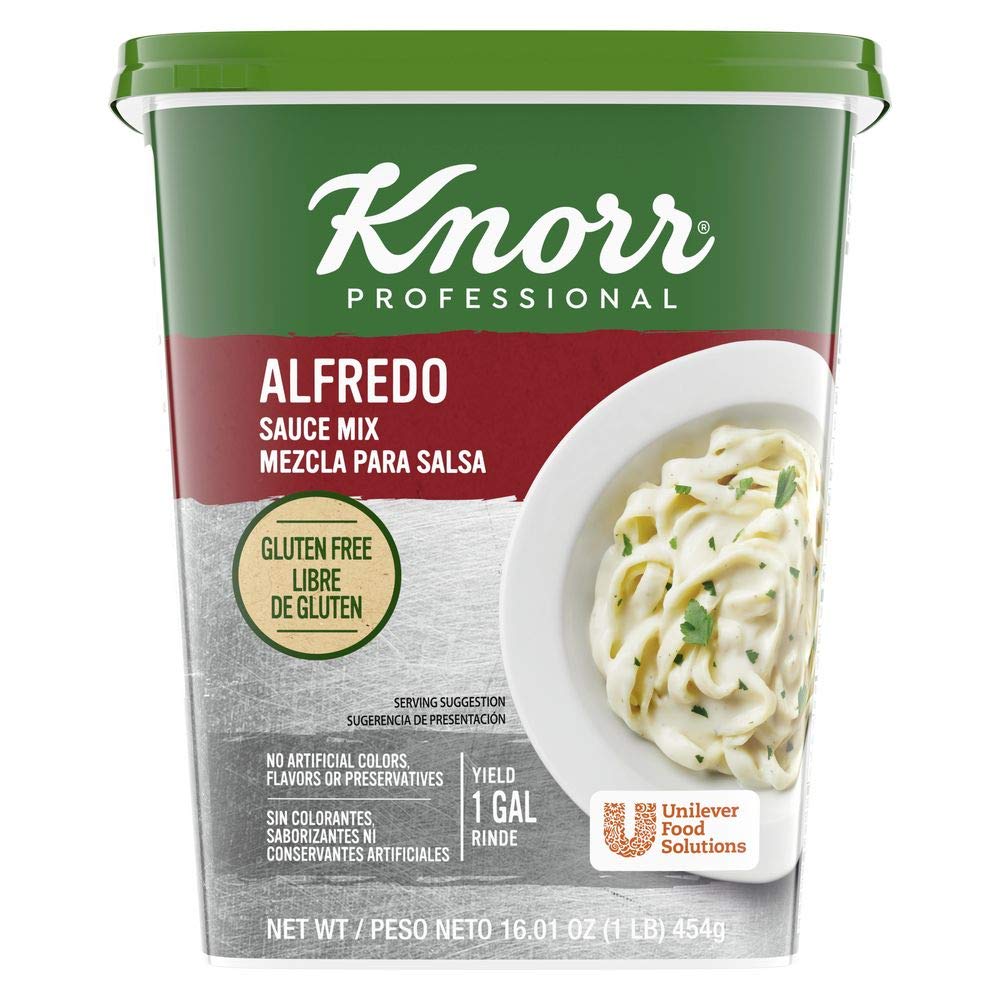 Knorr Professional Alfredo sauce mix bulk container for busy kitchens, efficiency in service.