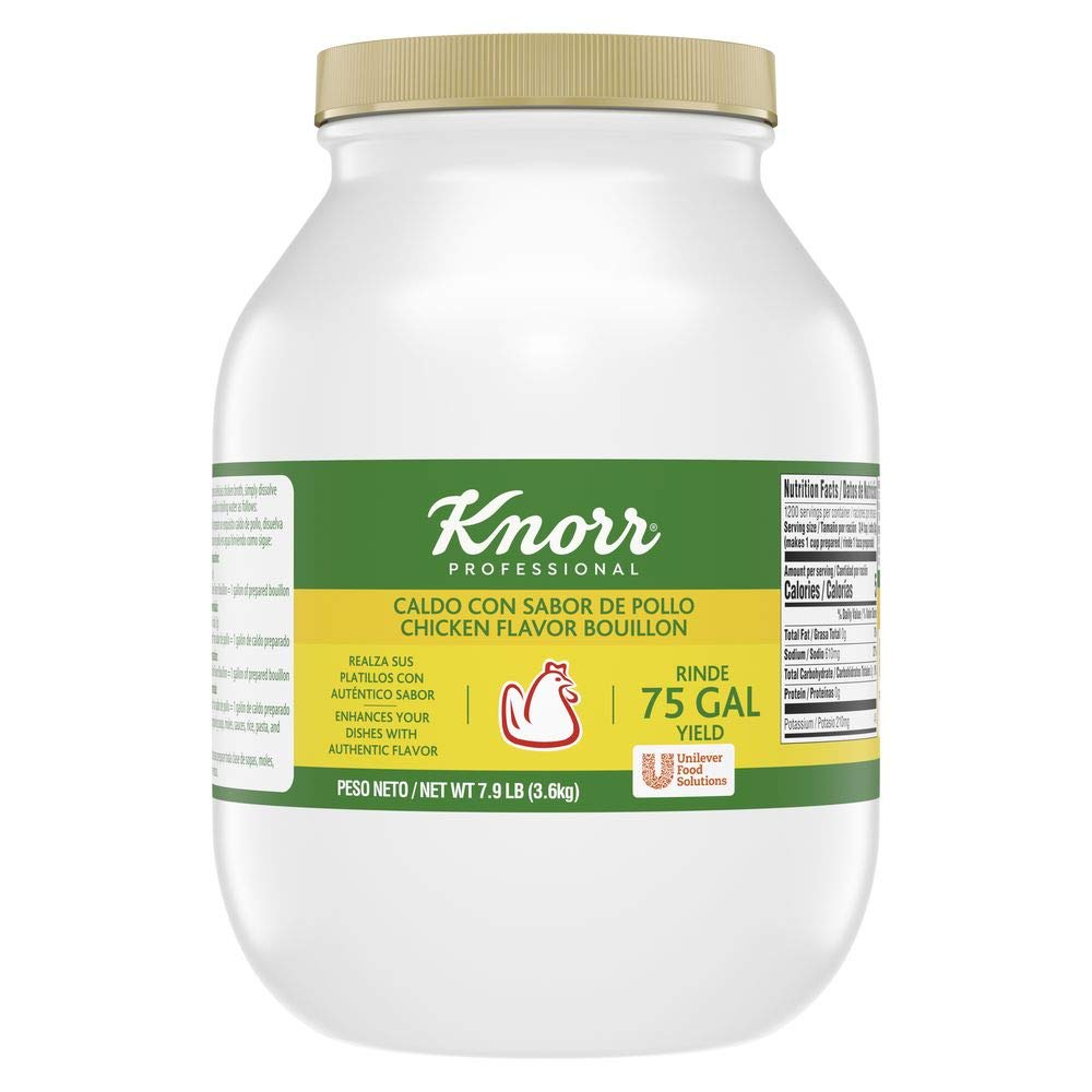 Knorr Professional chicken bouillon being poured to start a flavorful broth.