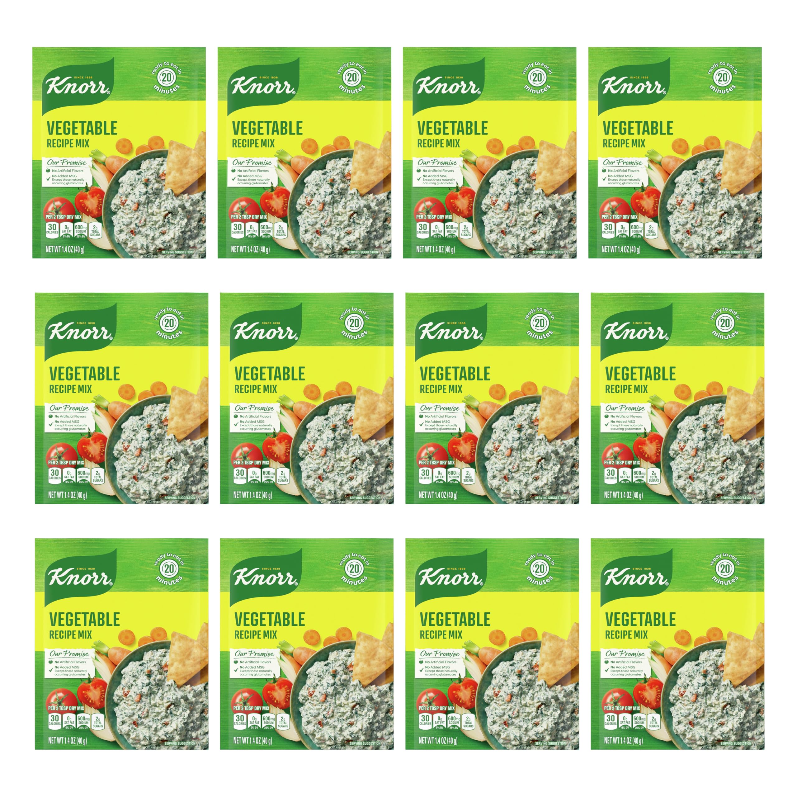 Knorr Recipe Mix Vegetable packaging shows fresh veggies, ideal soup base.