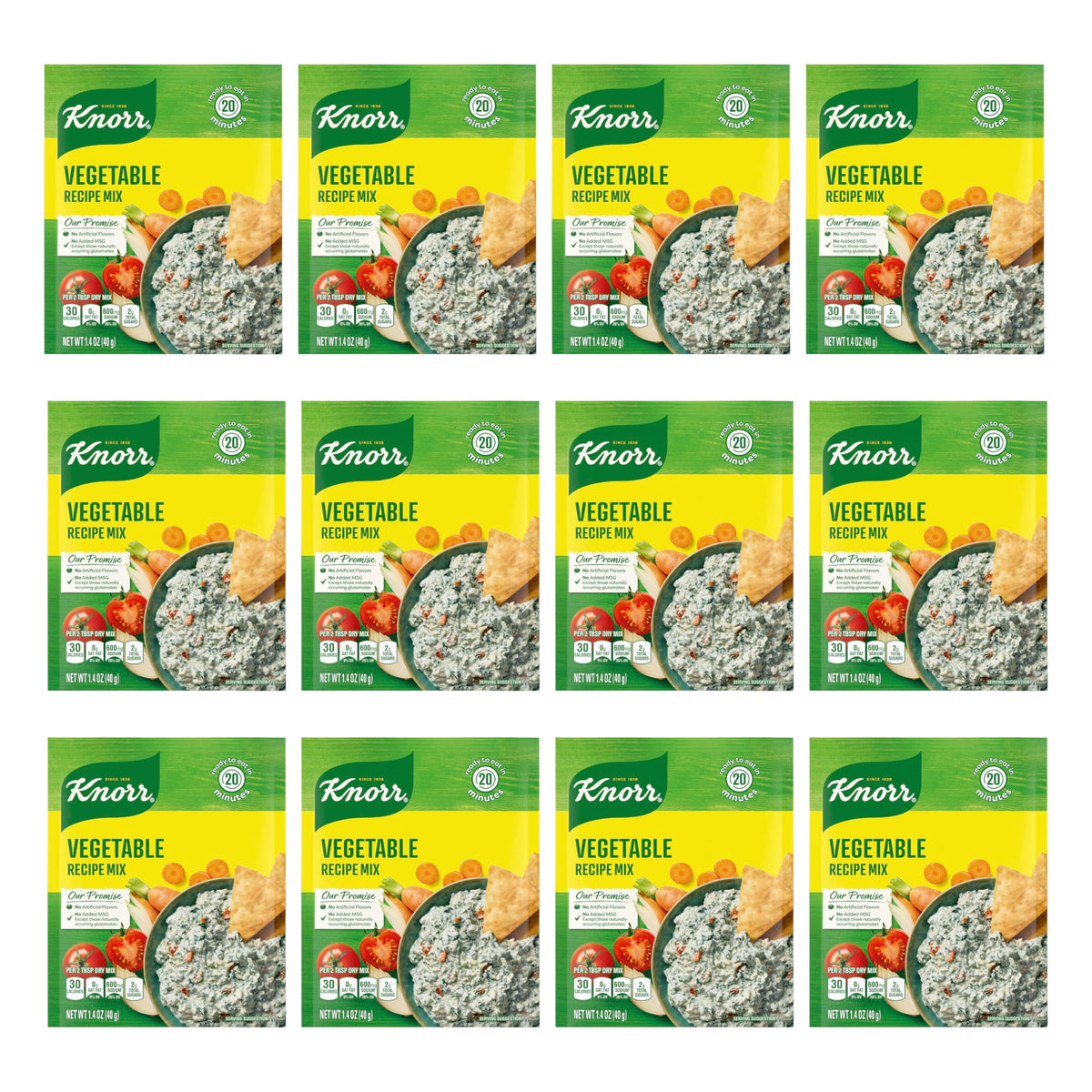 Knorr Recipe Mix Vegetable packaging shows fresh veggies, ideal soup base.