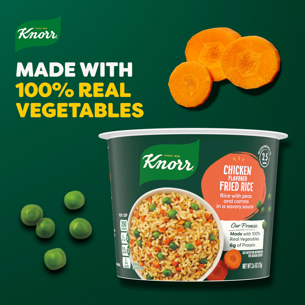 Knorr Rice Cup plated with vegetables for family meals.