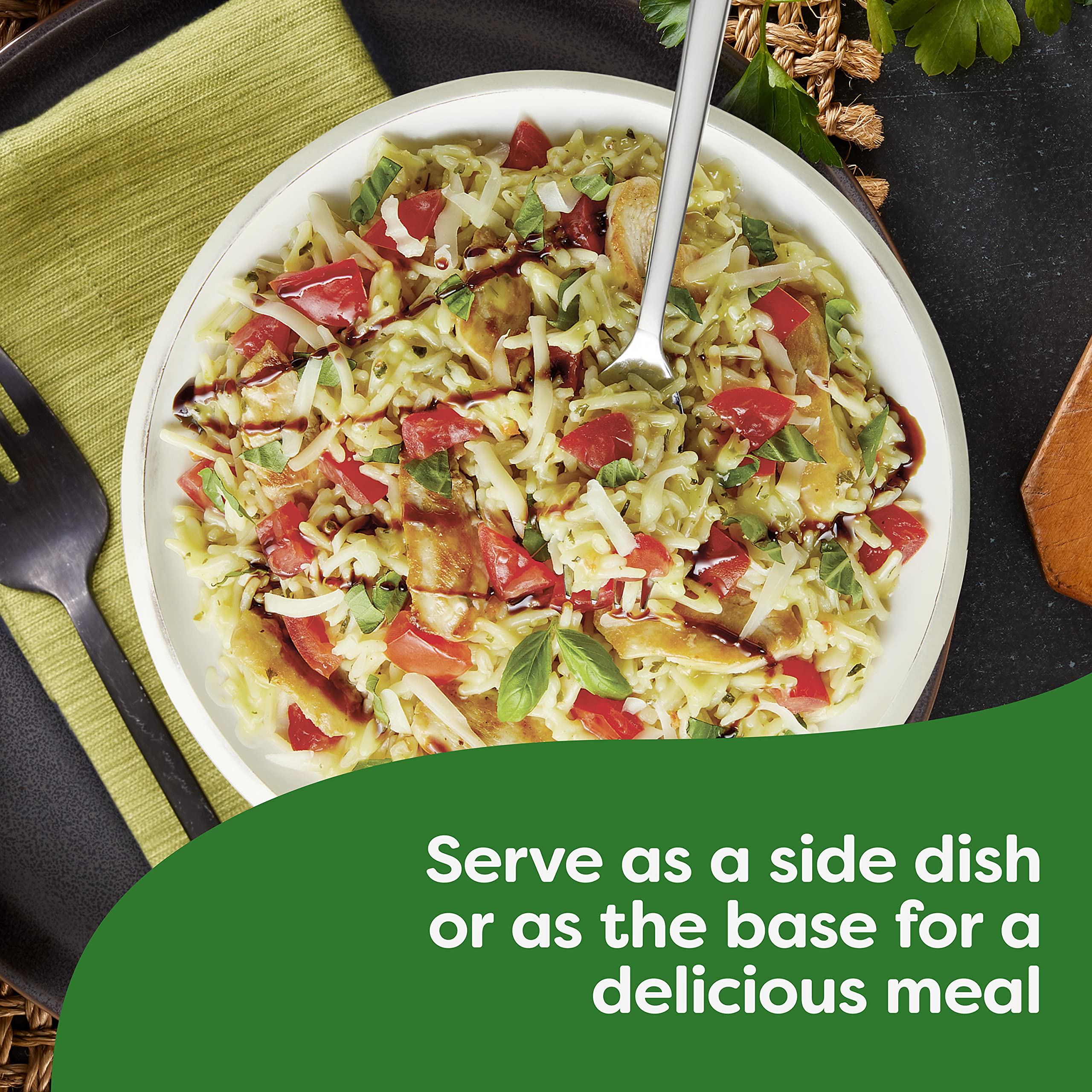 Knorr Rice Sides Creamy Chicken prepared in microwave; quick 7-minute prep.