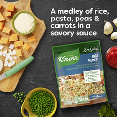 Stovetop cooking scene with Knorr Rice Sides Medley, ready in seven minutes.