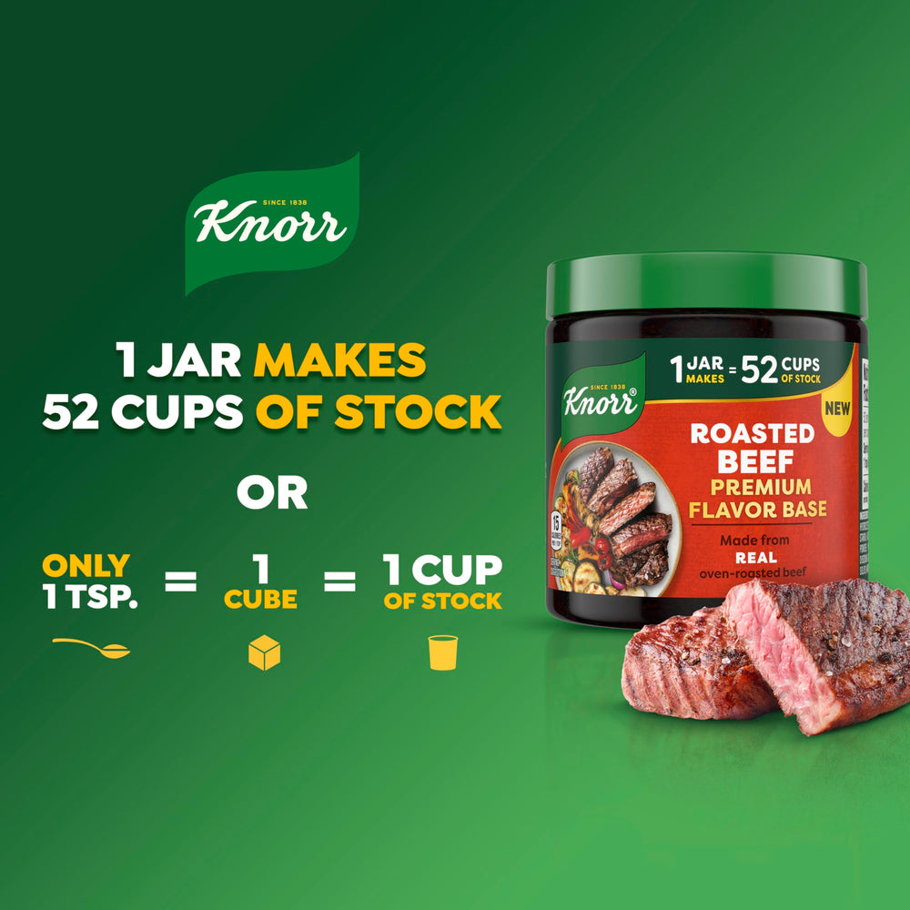Knorr Roasted Beef Flavor Base simmering in a pot to deepen gravies.