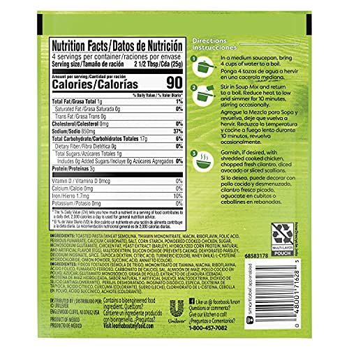 Knorr Sopa Pasta Chicken 12-pack displays convenient portions for busy nights.