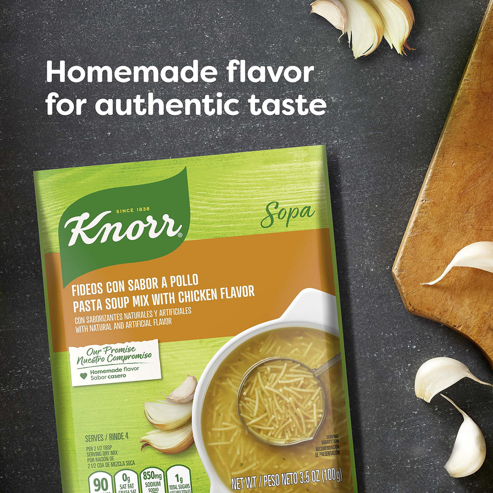 Knorr Sopa Pasta Chicken being stirred in a pot for a warm meal.