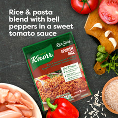 Stovetop cooking scene with Knorr Rice Sides Spanish Rice in a pot.