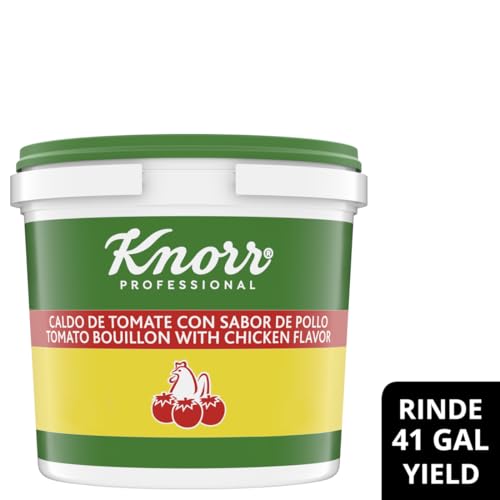 Knorr Tomato Bouillon base broth prep pour shows easy rehydration into tomato stock.
