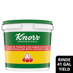 Knorr Tomato Bouillon base broth prep pour shows easy rehydration into tomato stock.