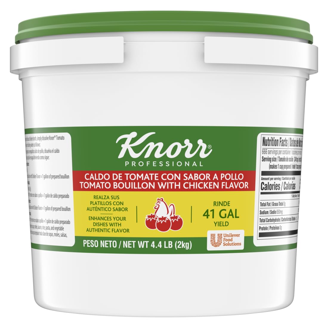 Knorr Tomato Bouillon base container dispense shown for quick, consistent broth prep.