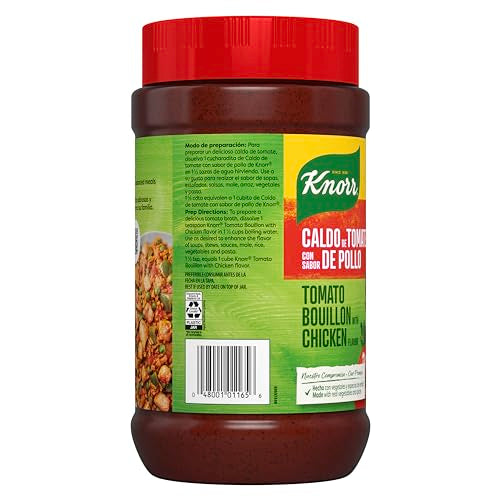 Knorr tomato-chicken bouillon base adds rice and vegetables flavor.