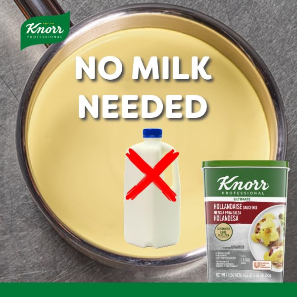 Knorr Hollandaise sauce packaging close-up highlighting gluten-free and no artificial flavors.
