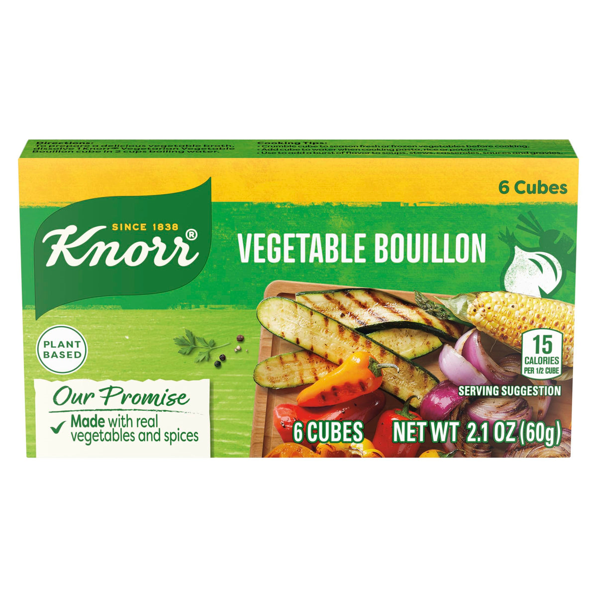 Knorr Vegetable Bouillon Cubes pack shot showing quick, rich base for soups and stews.