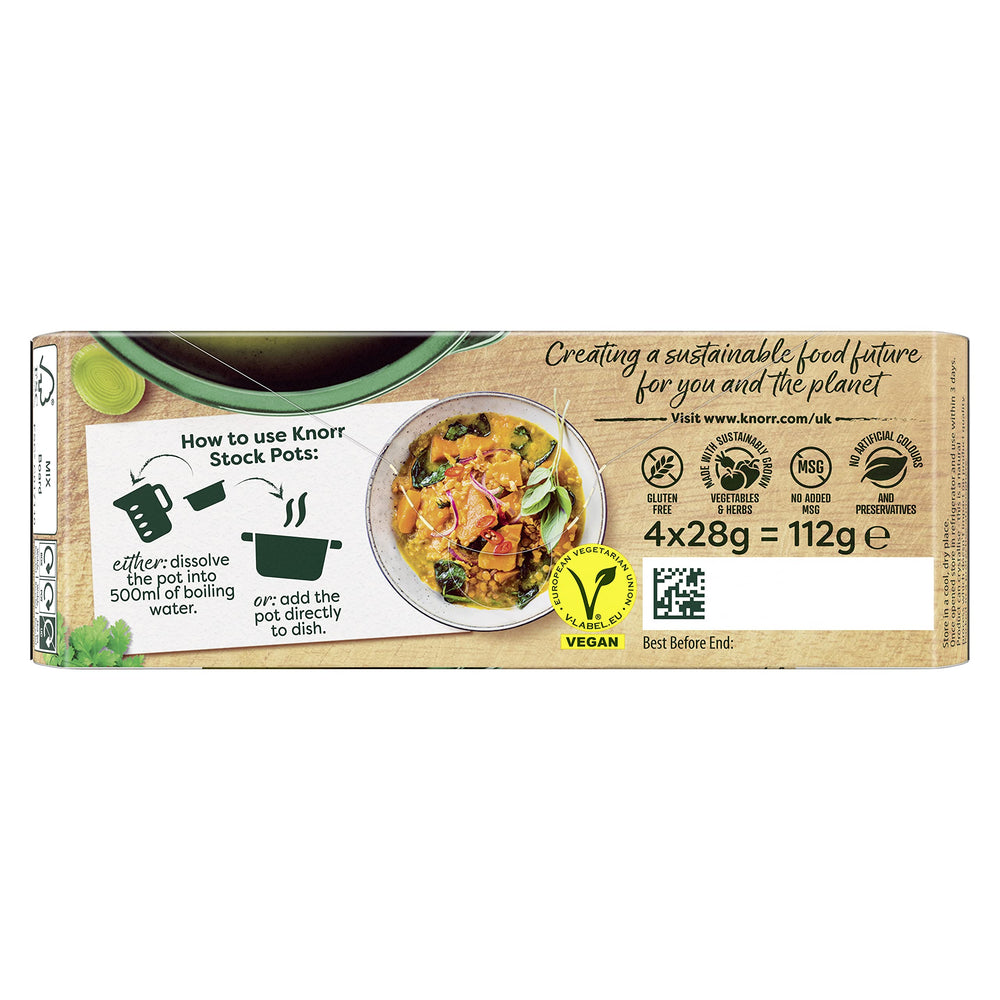 Knorr label showing ingredients and usage directions for the stock pot.
